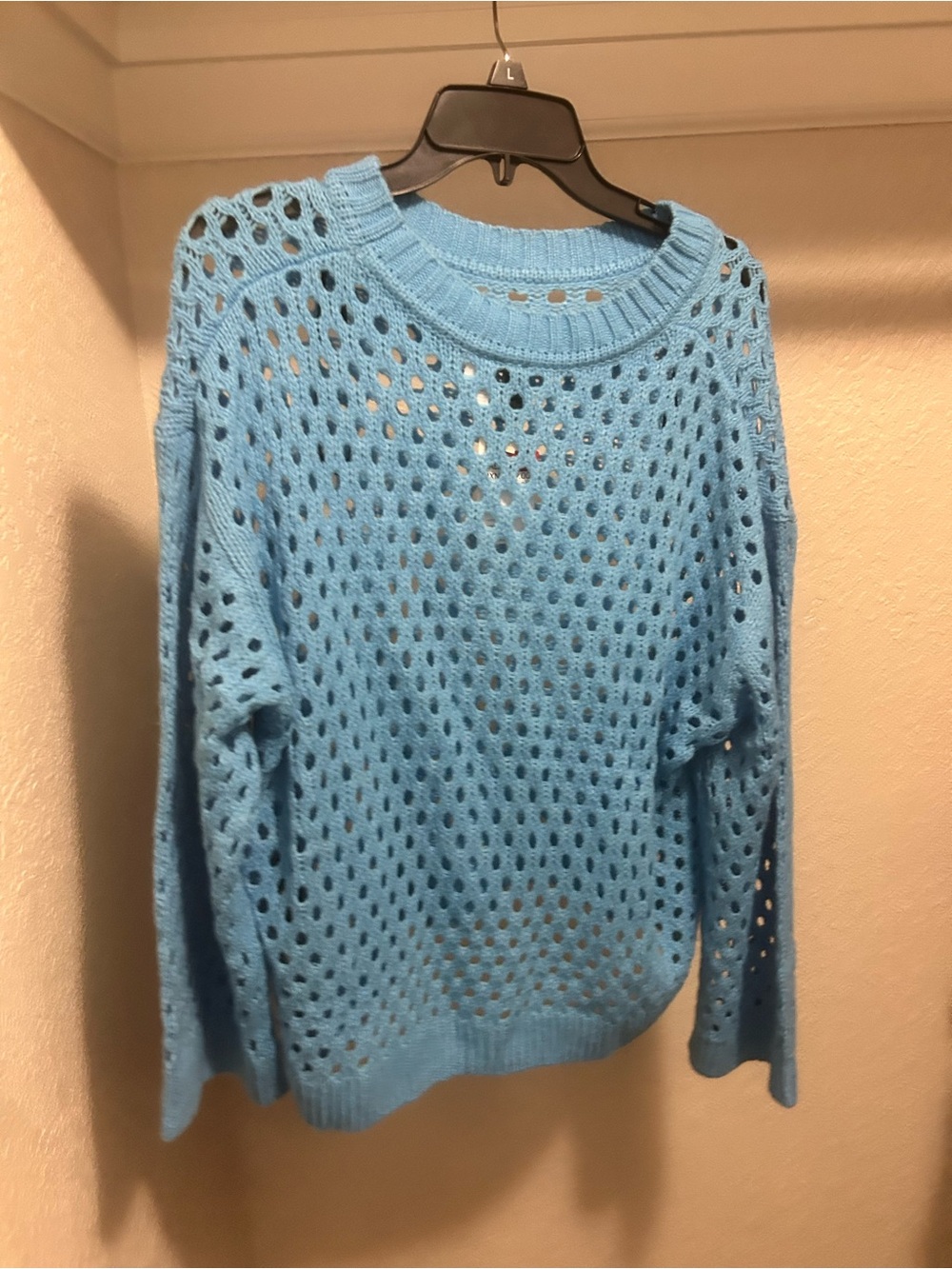 🩵Light Blue Open-Knit Crewneck Sweater🩵
